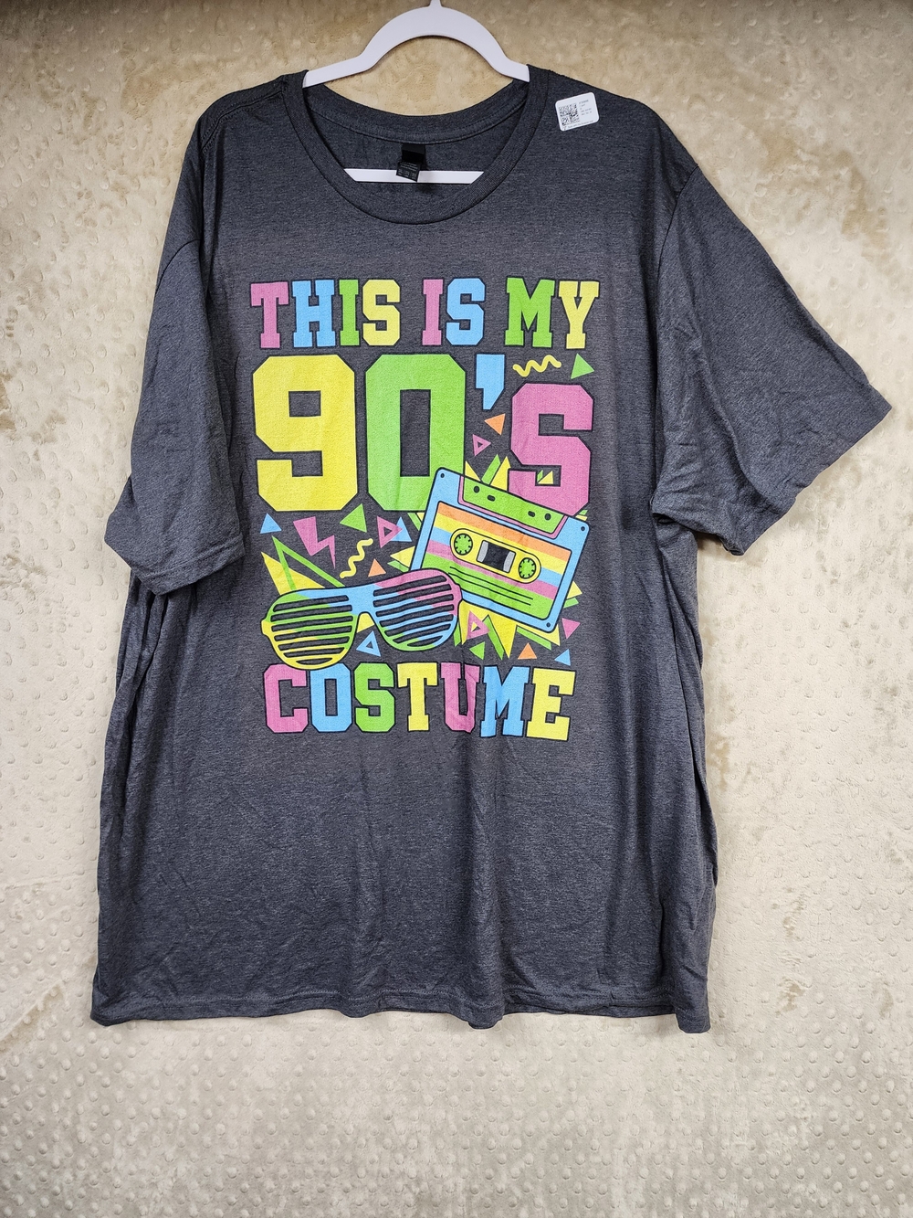 NWT Big Tall Retro 90's Costume Graphic Tee - Gray with Neon Print 3XLT